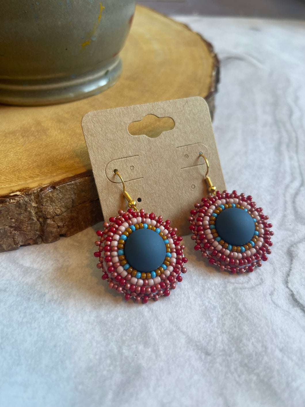 Matte Blue/Red Earrings