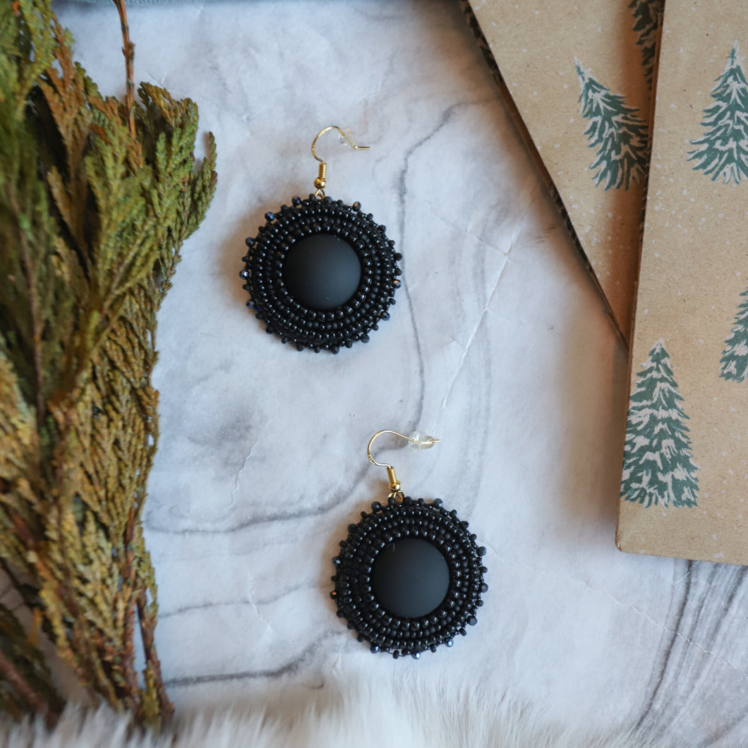 Black Beaded Earrings