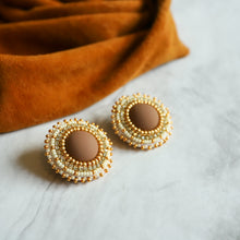 Load image into Gallery viewer, Matte Brown Shimmery Studs
