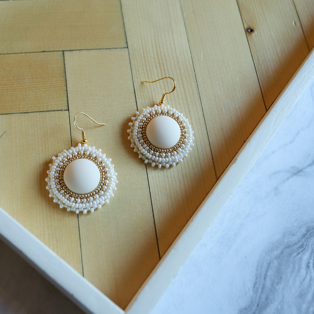 White Golden Earrings