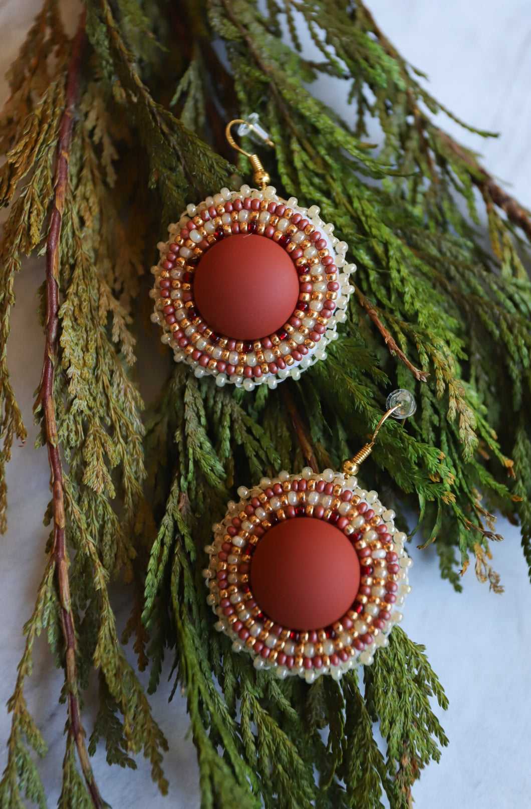 Red Holiday Beaded Earrings