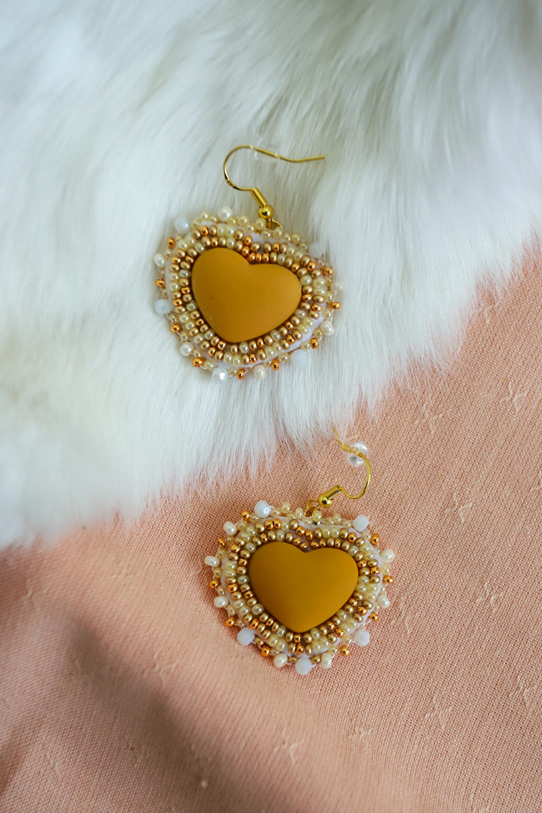 Matte Yellow Heart Earrings