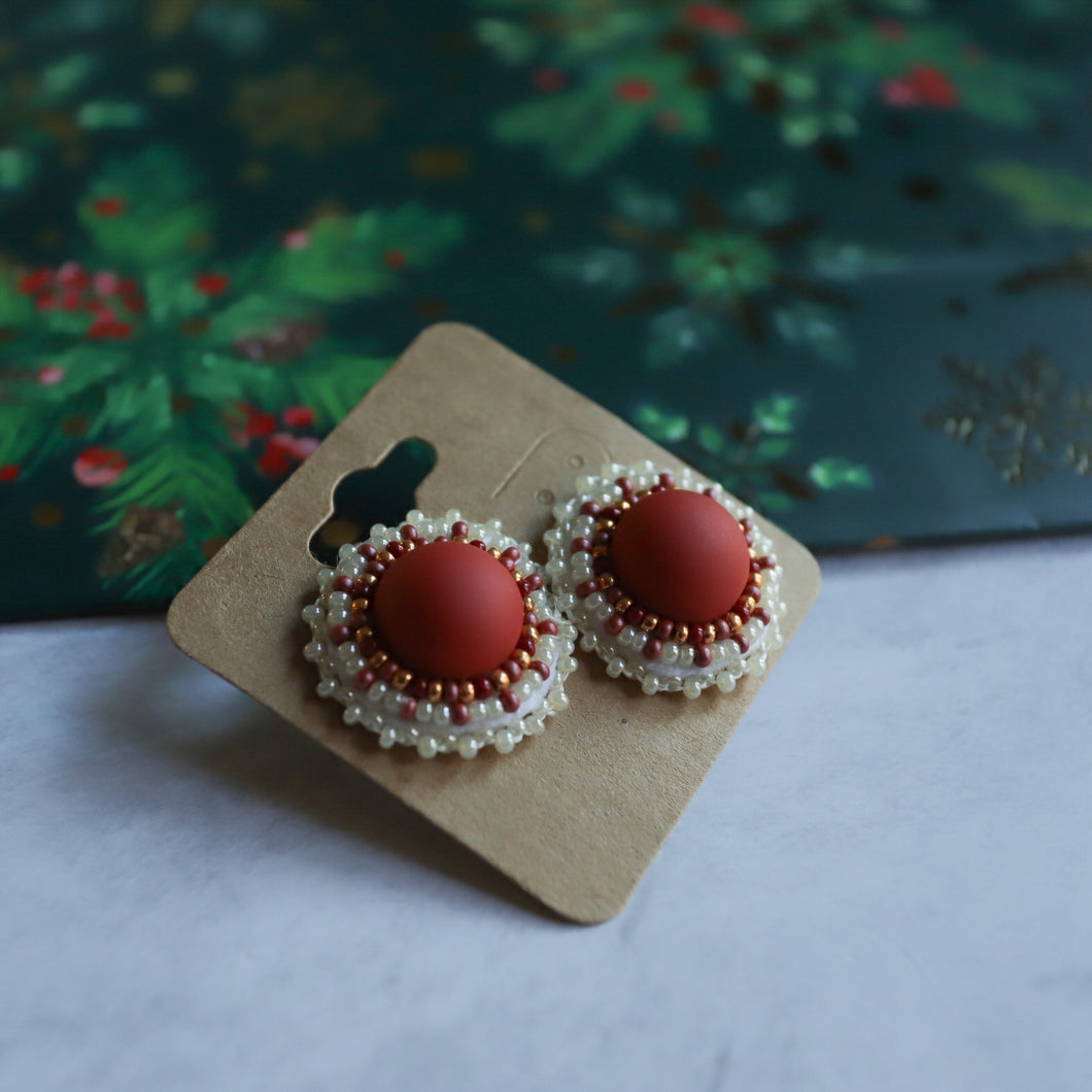 Red Beaded Studs