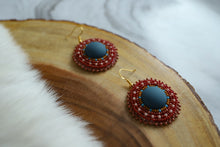 Load image into Gallery viewer, Blue Red Beaded Cabochon
