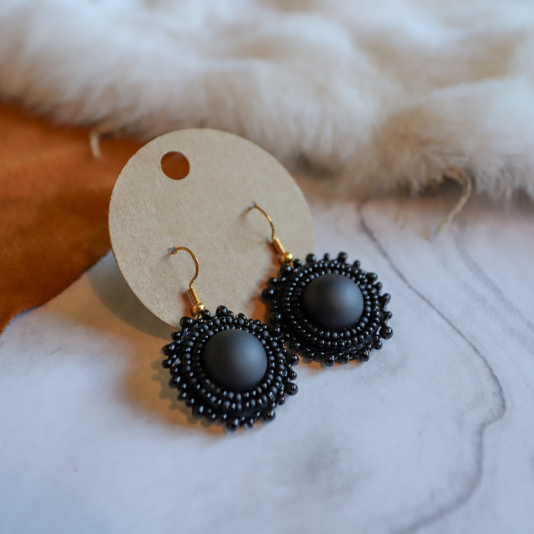 Black Beaded Earrings