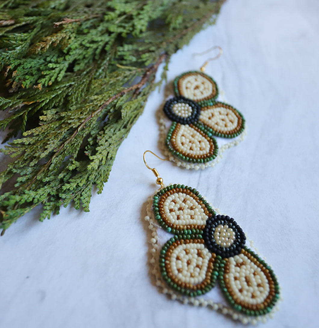 Gold Beaded Birch Earrings