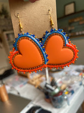 Load image into Gallery viewer, Orange/Blue Beaded Hearts
