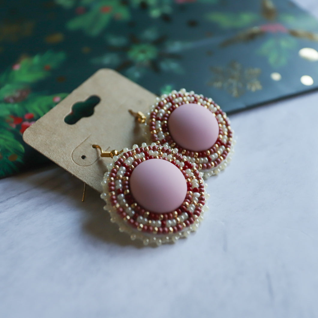 Pink Christmas Earrings