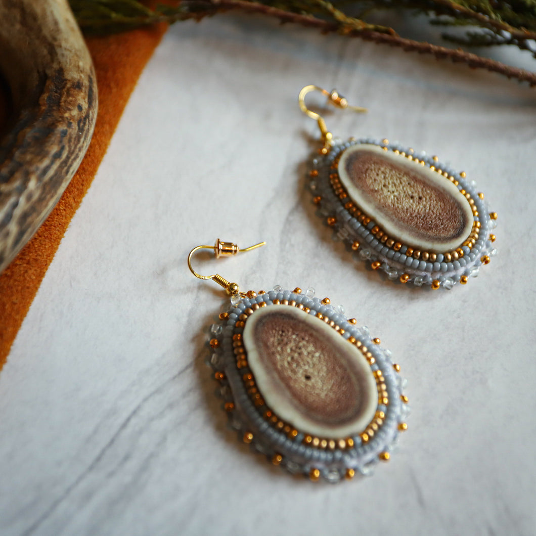 Vintage Beaded Elk Earrings