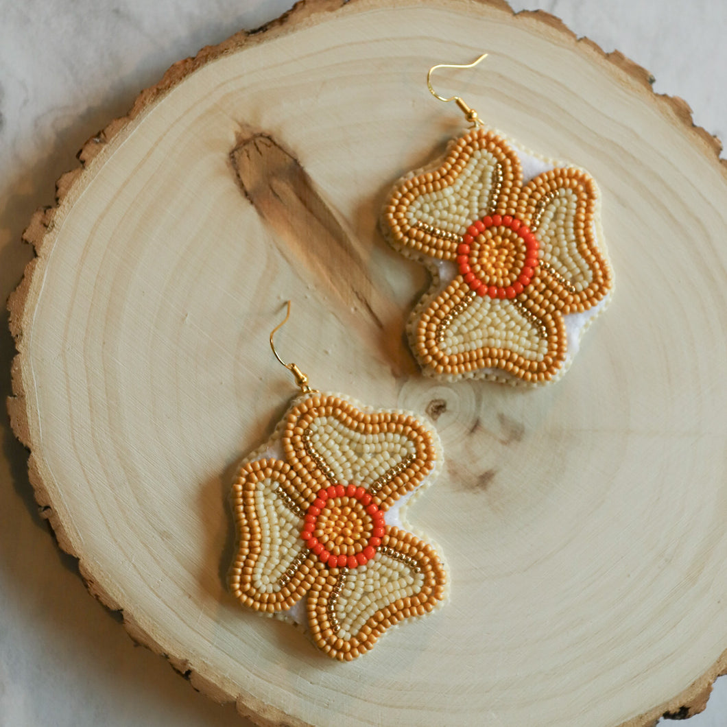 Half Beaded Floral, Yellow/Orange