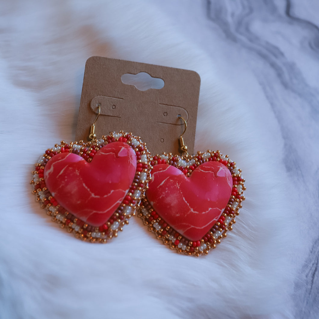 Red Beaded Hearts