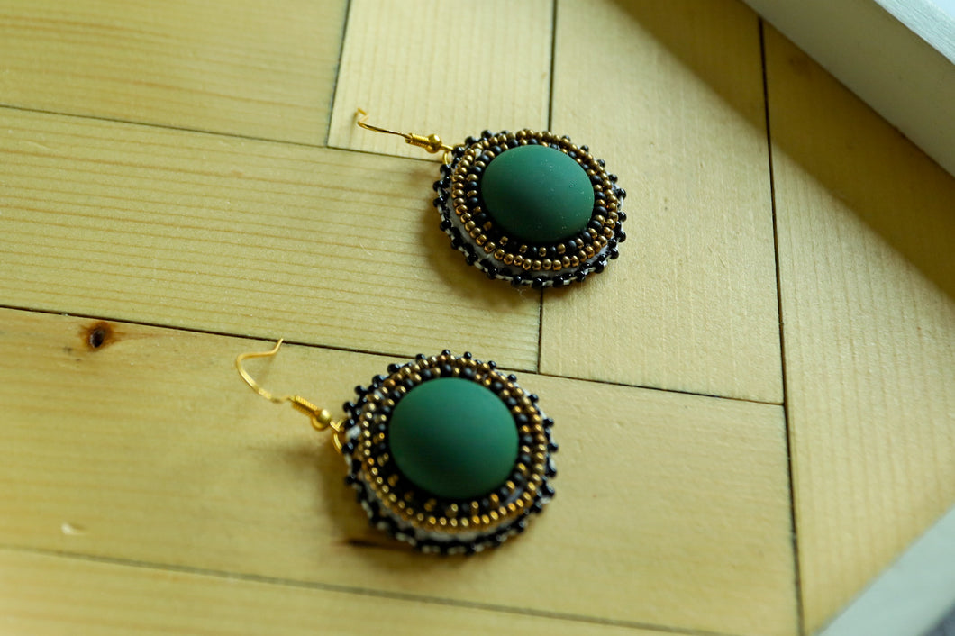 Matte Dark Green Earrings