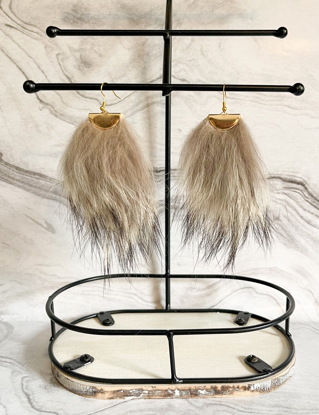 Arctic Wolf Fur Earrings