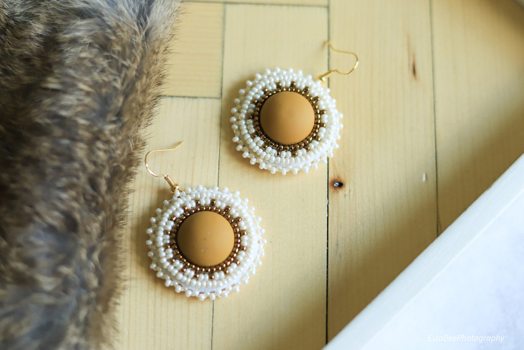 Matte Yellow Beaded Earrings