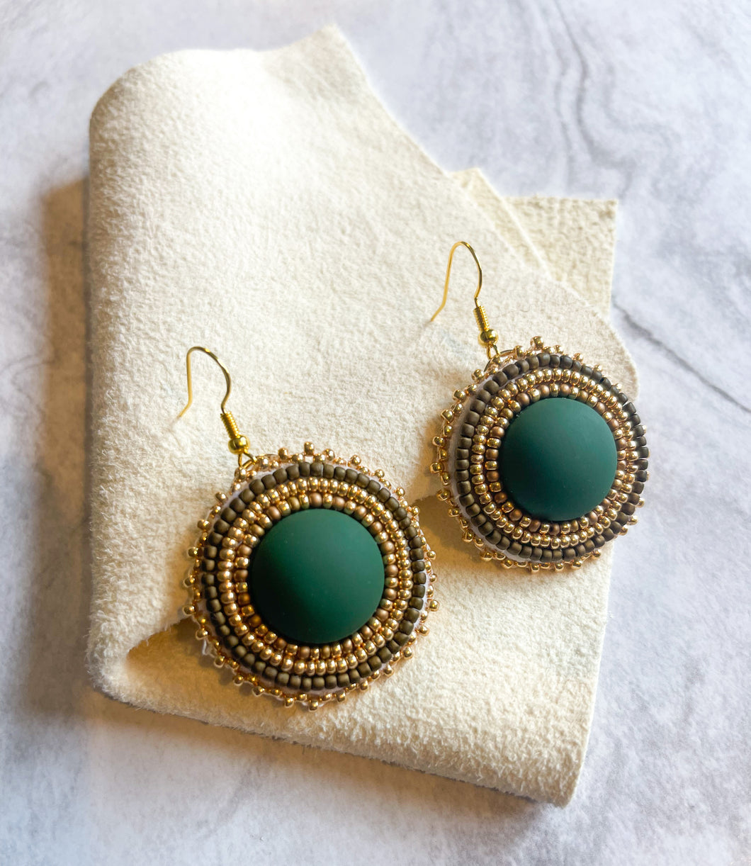 Green Beaded Earrings