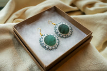 Load image into Gallery viewer, Green Marble Beaded Earrings
