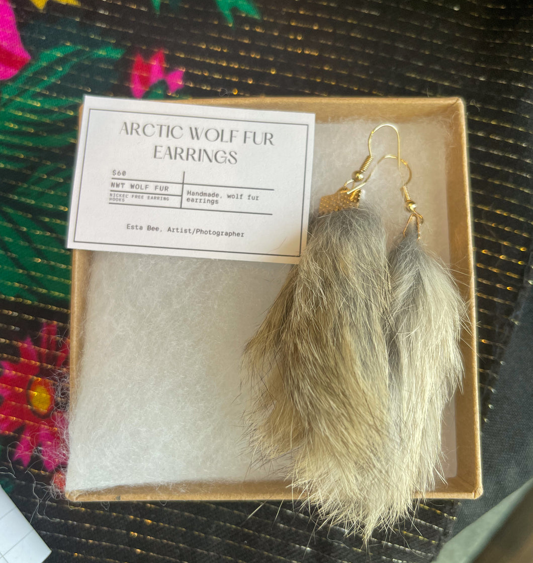 Arctic Wolf Fur Earrings