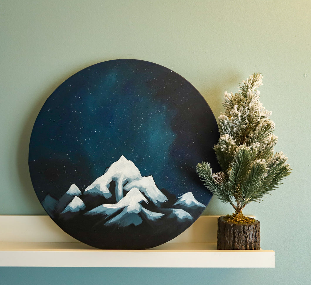 Mountain Sky Round Painting